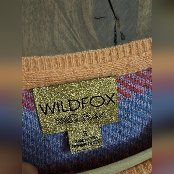 WILDFOX Desert Drive Multicolor PatternedSweater in Acid Pink. Size Small - Picture 8 of 15